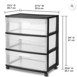 3 drawer plastic large storage dresser 