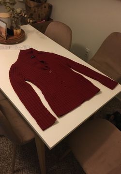 Red woman’s cardigan sweater size small