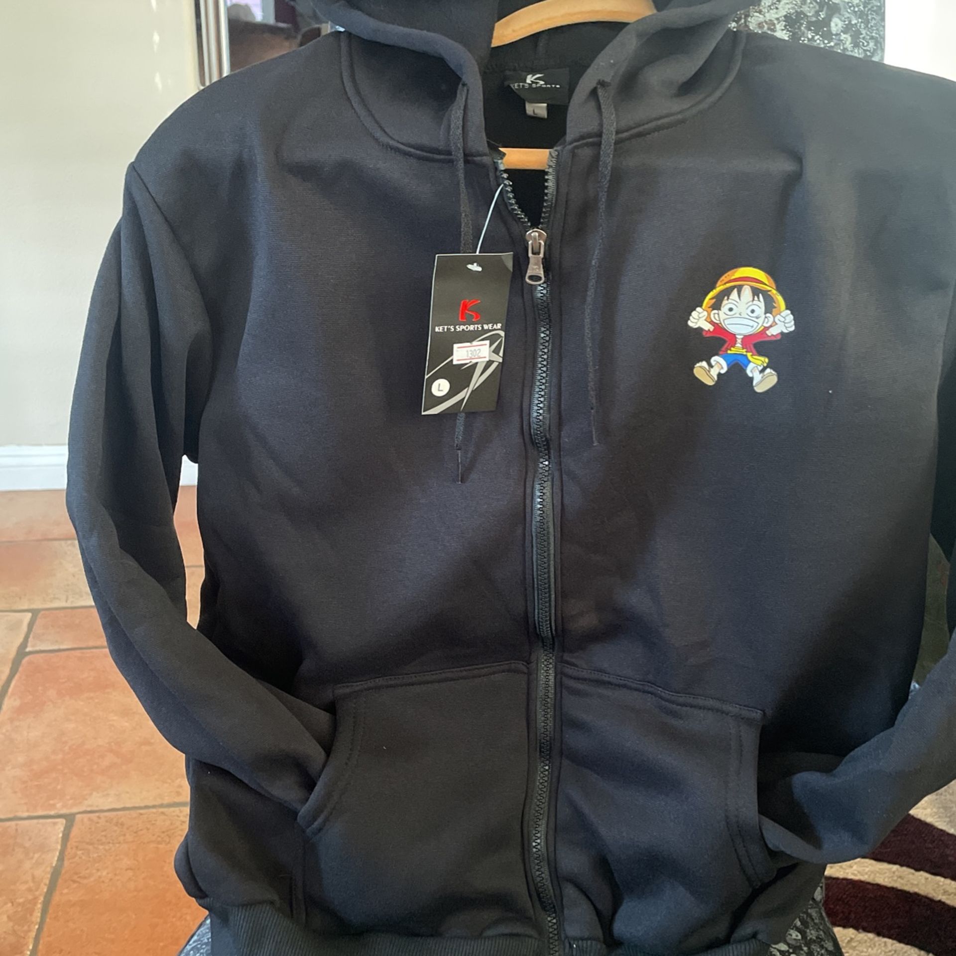 Brand New Black Animae Hoodie Full Zip L & XL