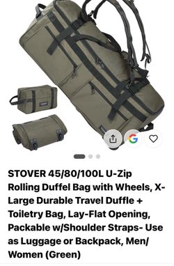 Stover Rolling Duffel Bag with Toiletry Bag Set