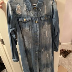 Women’s Ankle Length Jean Trench Jacket 