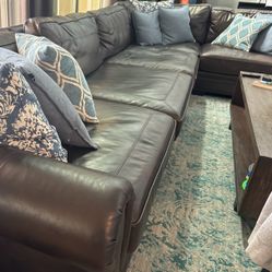 5 Piece Leather Sectional Couch 