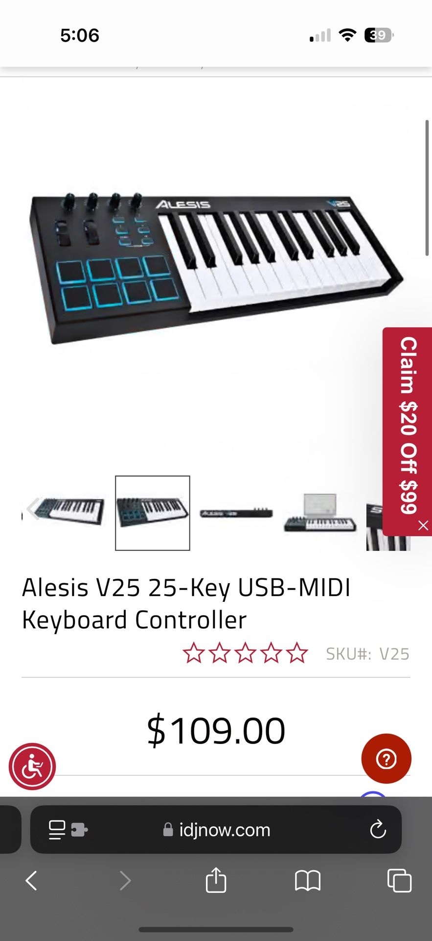 MIDI Keyboard Alesis V25 25key