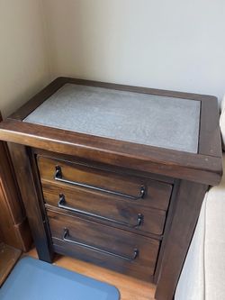 Small 3-Drawer Side Table / Cabinet (with Slate Top)