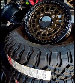 BIG-Sale. On METAL FX 15” Beadlock Bronze/Black Beadlock Wheels & 32x10-15 BF Goodrich KM3 TIRES For 4 lug SXS UTV (We Finance)