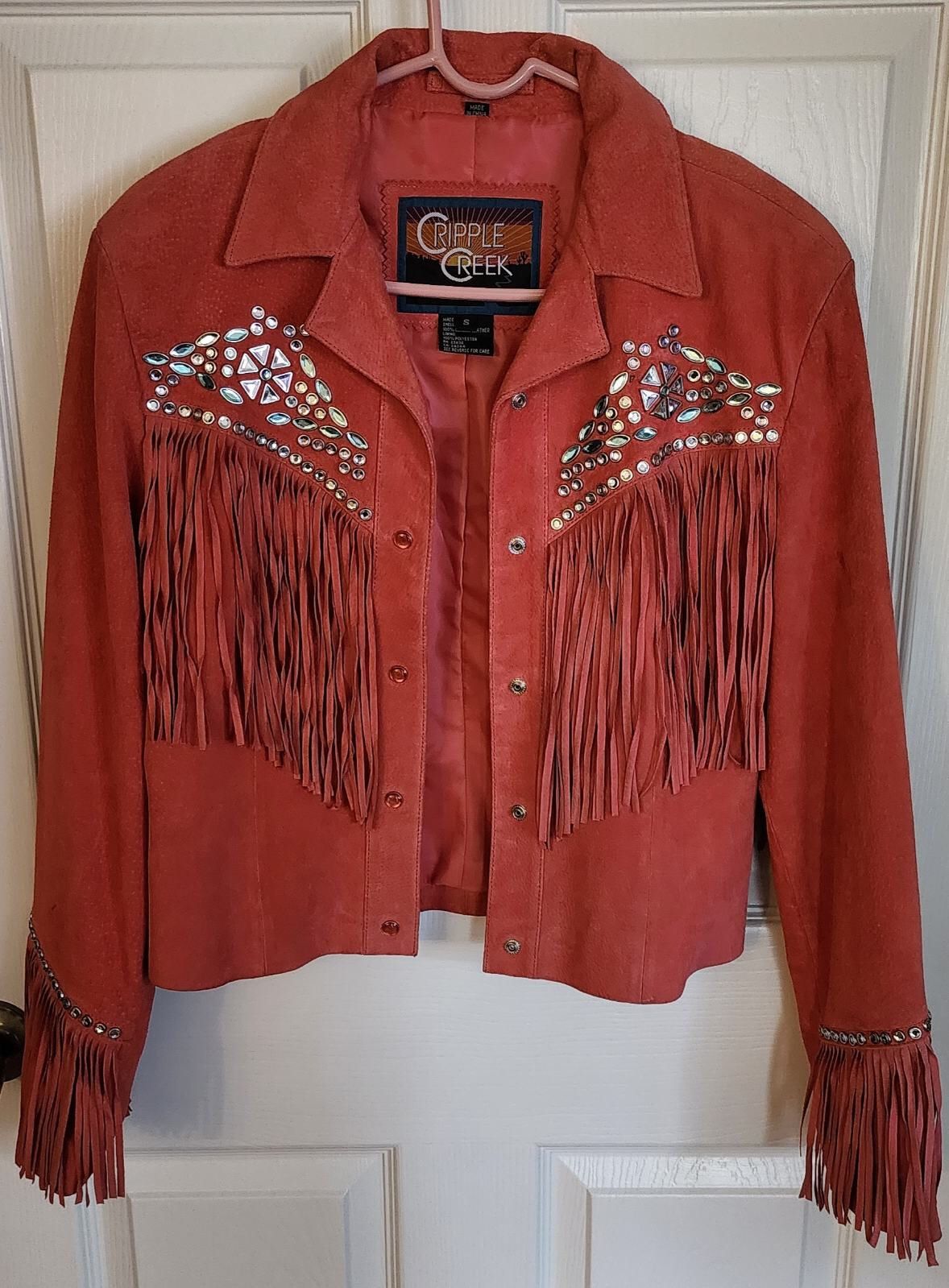 Women's Cripple Creek Leather Fringed Jacket - Small