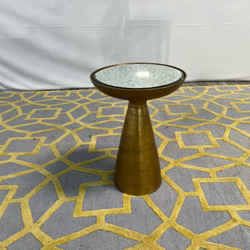 ( Delivery Available ) Marlow Pedestal End Table in Brushed Brass