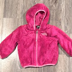 Infant North Face Hot Pink Oso Hooded Zip Up Fuzzy Jacket. Size 6-12 mo.