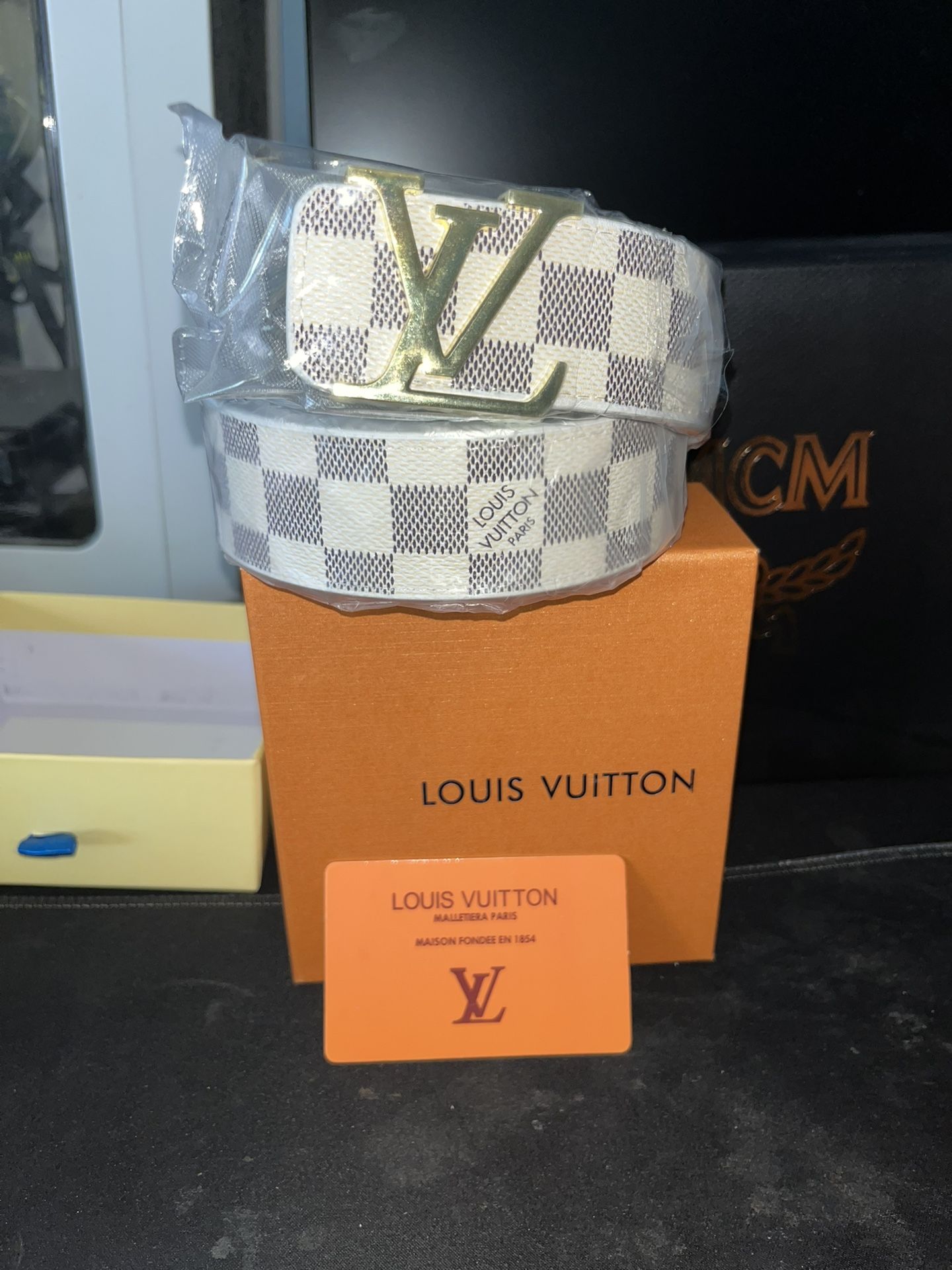 White Louis Vuitton Belt