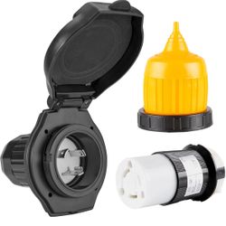 30 AMP RV Power Inlet Receptacle Power Plug with Indicator,125V,Female Twist Locking Connector with Weatherproof Cover Boot Kit for RV Trailer Boat Ca