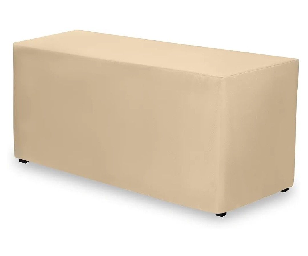 Fitted Tablecloth - 72 x 30 Inch Beige Fitted Table Cloth for 6 Foot Rectangle Table - Heavy Duty Washable Fabric - for 6 Ft Buffet Table