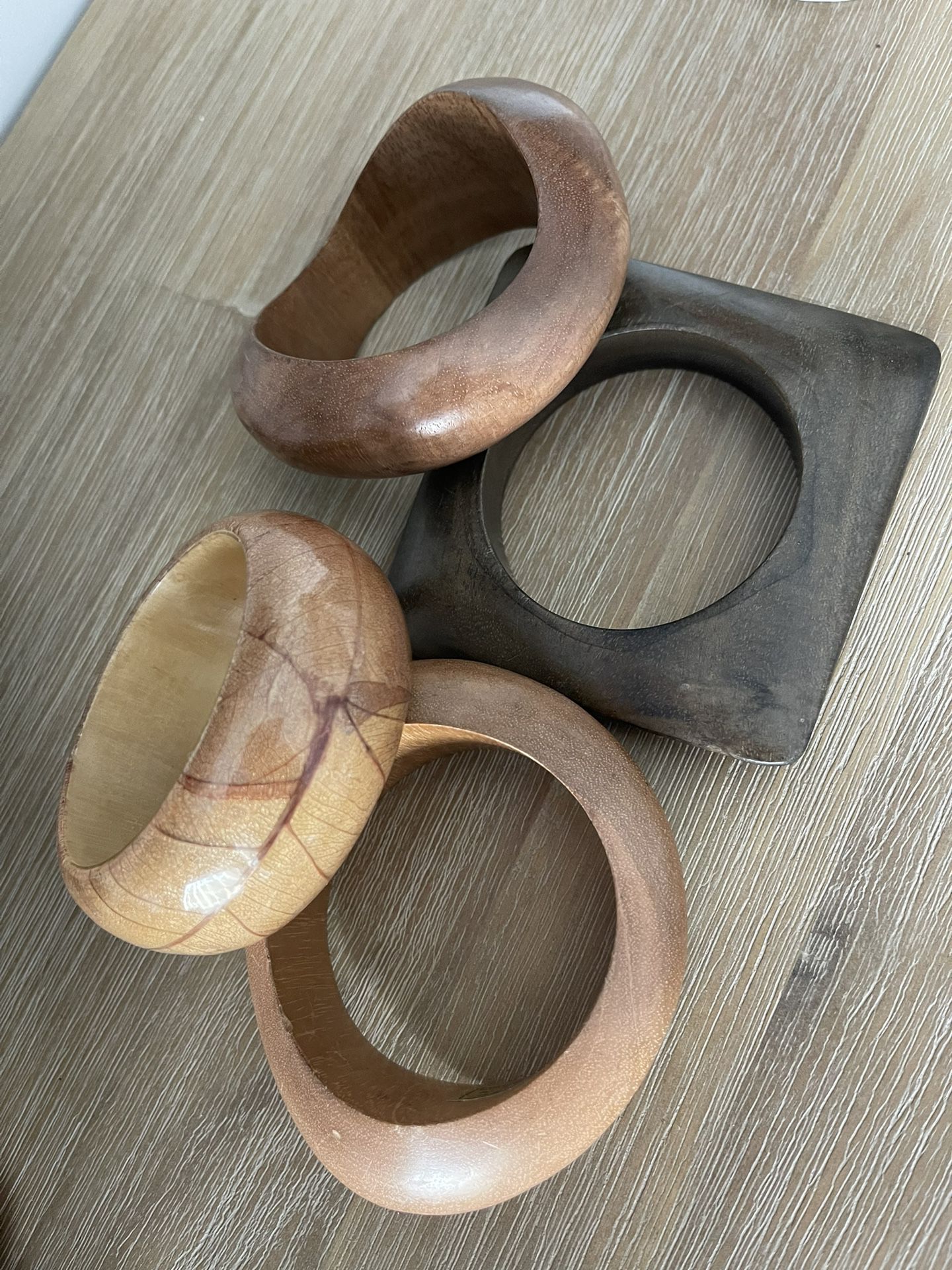 A Set Of Wood Bangles 
