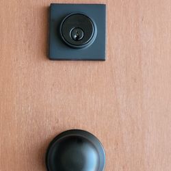 Matte Black Double Cylinder Deadbolt With Passage Knob