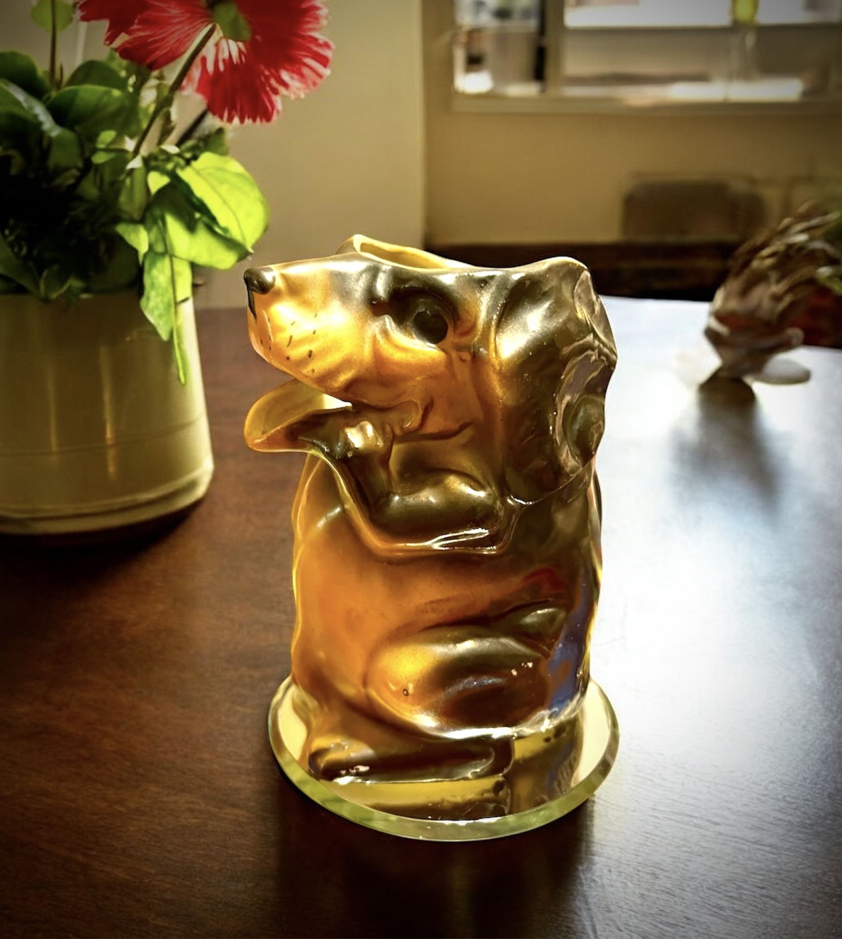 Antique (1912) Royal Bayreuth Bavarian Porcelain Happy Hound Creamer