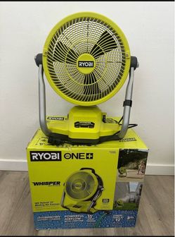 RYOBI ONE+ 18V Cordless Hybrid WHISPER SERIES 12 in. Misting Air Cannon Fan (Tool Only)