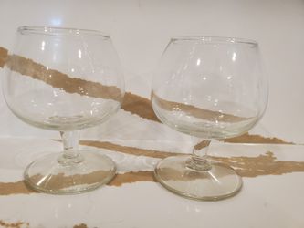 Lot of 2 Unbranded Cognac Whisky Glass Glasses Clear Kitchen Bar Drinking