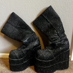 Black Sparkly Platform Boots