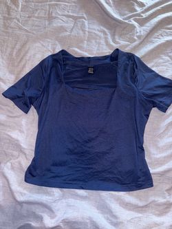 SHEIN Navy Blue Square Neck Top