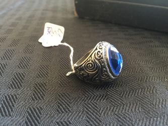 Large Oval Blue Stone -Mens Sz. 7