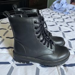 Black Leather Combat Boots