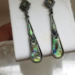 VICTORIAN DANGLES IRIDESCENT ABALONE SHELL 