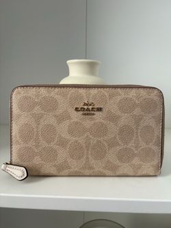 Coach Zip-Around Wallet Signature Canvas