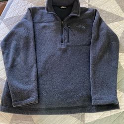 Men’s North Face Quarter Zip Fleece Pull Over Sweater Medium Navy