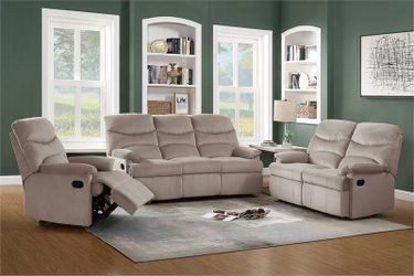 2 Piece Recliner Sofa & Recliner Loveseat-$625.00 (Recliner Chair-$215.00) – Light Brown Color
