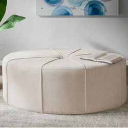 Large Oval Ottoman Coffee Table in Cream
