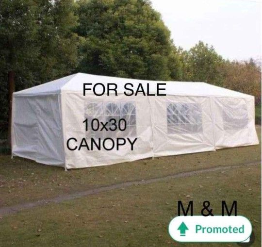 10'x 30' White Gazebo Wedding Party Tent Canopy with 6 Windows & 2 Sidewalls-8