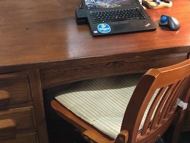 Solid Oak Partner Desk (mid Century)
