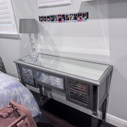 Gray & Silver Mirrored Desk 