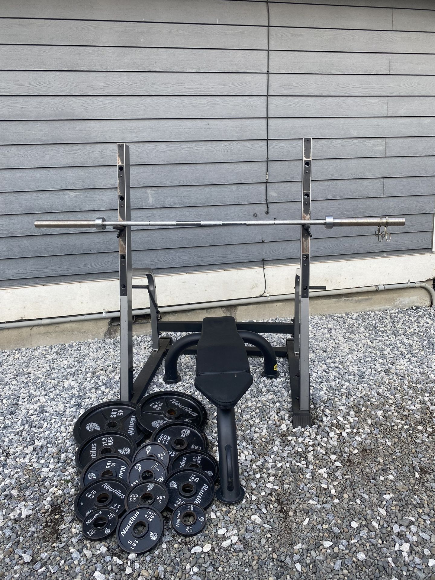 Squat Rack With Weight Bench Weights Bars
