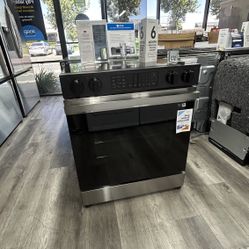 Samsung - Bespoke Slide In Electric Range In Stainless Steel
