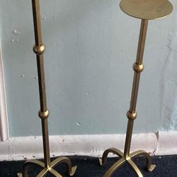 2 Gold Metal Candle Holders 