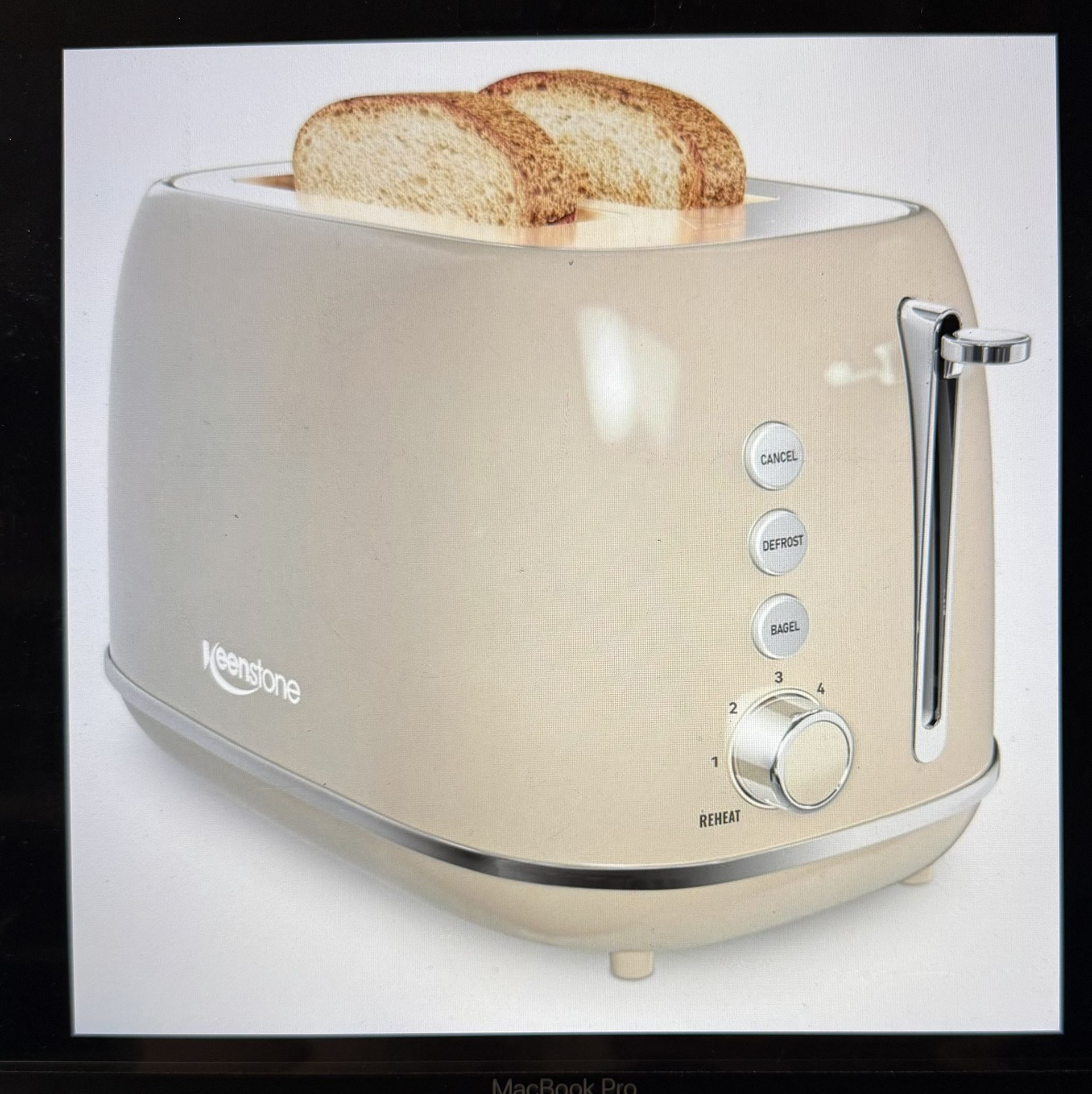 2 Slice Stainless Steel Toaster Retro With 6 Bread