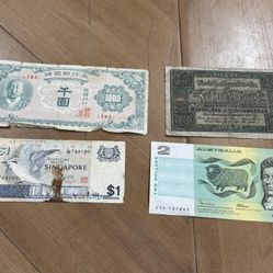 Mix lot of 4 paper banknotes