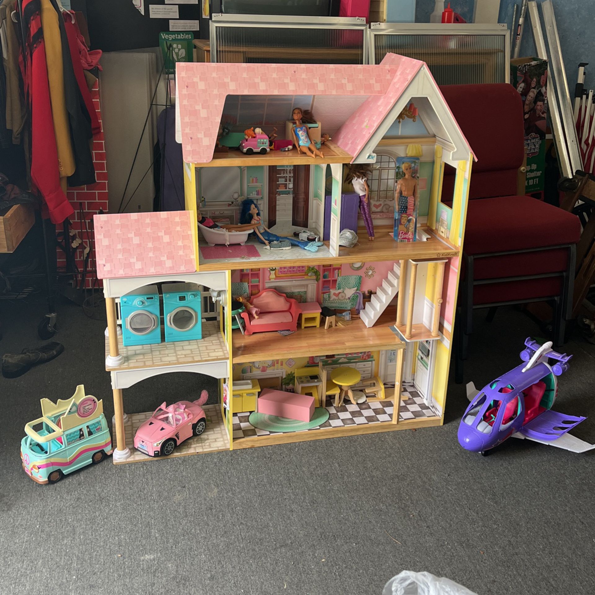 4 Foot Tall By 4 Foot Wide Barbie Dollhouse With All Amenities