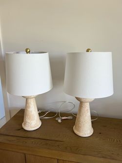 Travertine stone table lamps