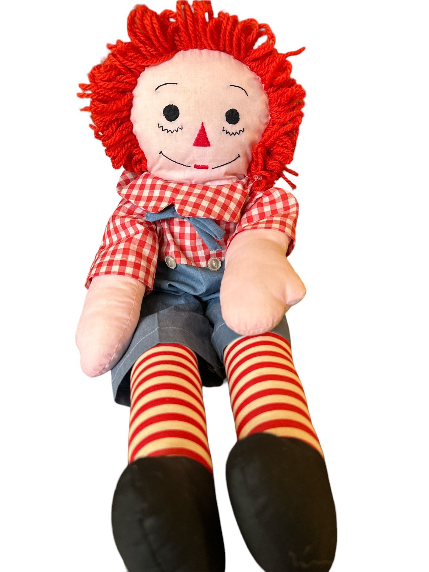 Vintage Raggedy Andy Doll, Knickerbocker Raggedy Andy Cloth Doll Soft Doll Gift, Rustic Dolls In Dress, Collectible Dolls For Doll Lover