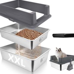 New XXL Stainless Steel Sifting Litter Box