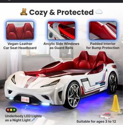 GT-E Kids Race Car Bed with LED Lights