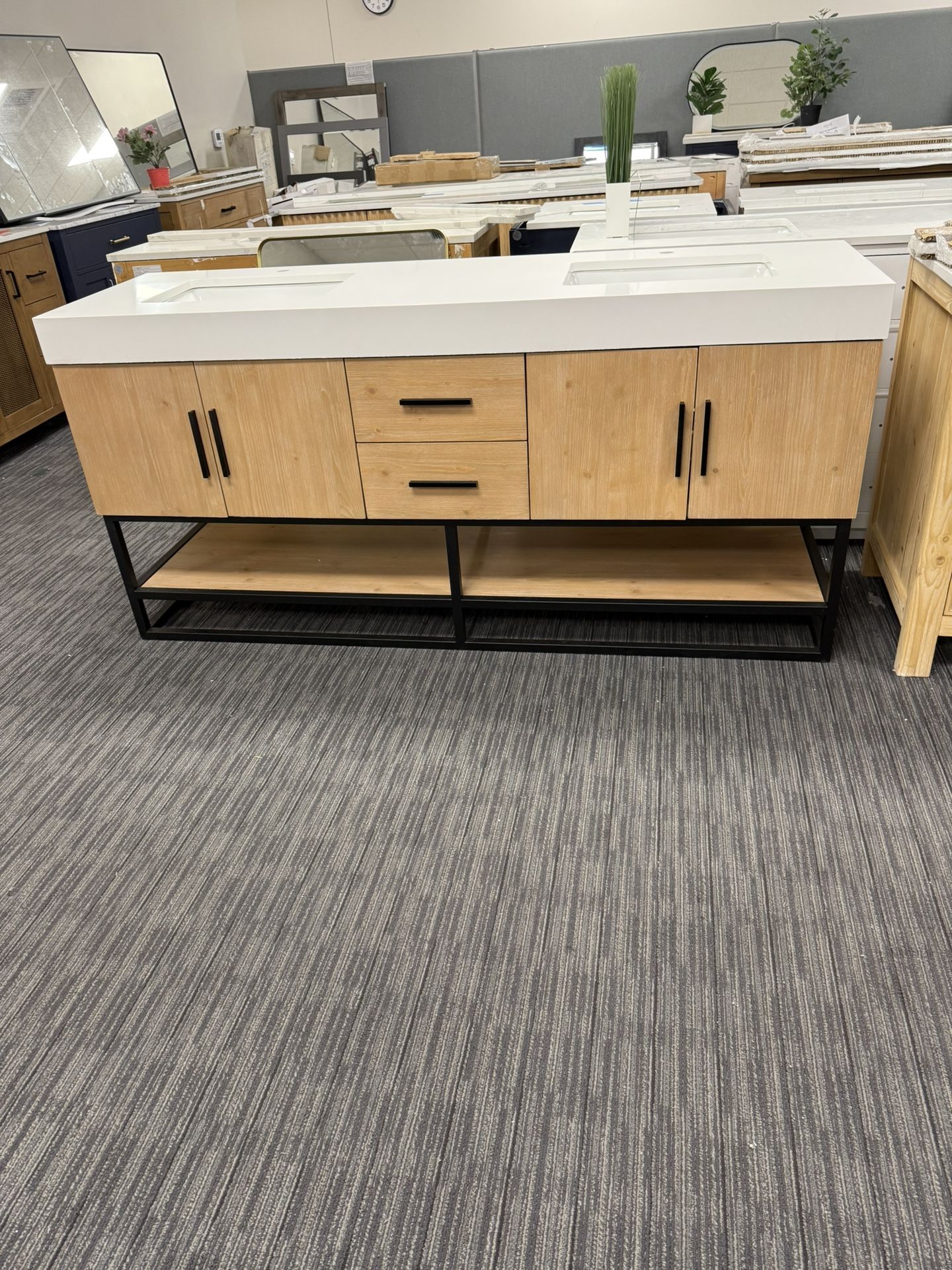 72” Bathroom Vanity In Wood Color 