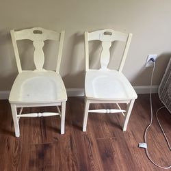 2 Toddler White Wooden Chairs