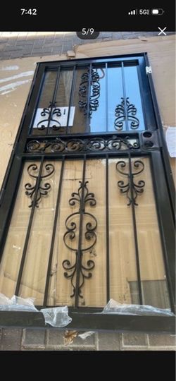 Grisham 36 in. × 80 in. 409 Series Spanish Lace Steel Black Prehung Security Door