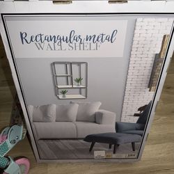 Gold home decor rectangle metal wall shelf