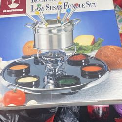 Roscho Rotating Stainless Steel Lazy Susan Fondue Set