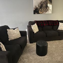 Two Piece Dark brown Couch 