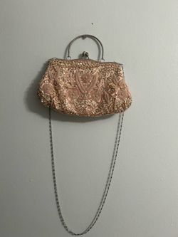 Peach color beaded purse