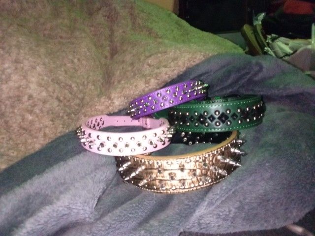 Leatherish Spiked And Studded Dog Collars